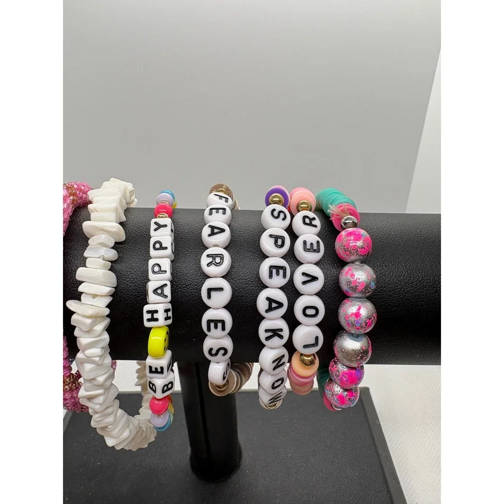 Kids Friendship Bracelet Lot 9pc Fearless Lover Speak Now Be Happy Pura Vida